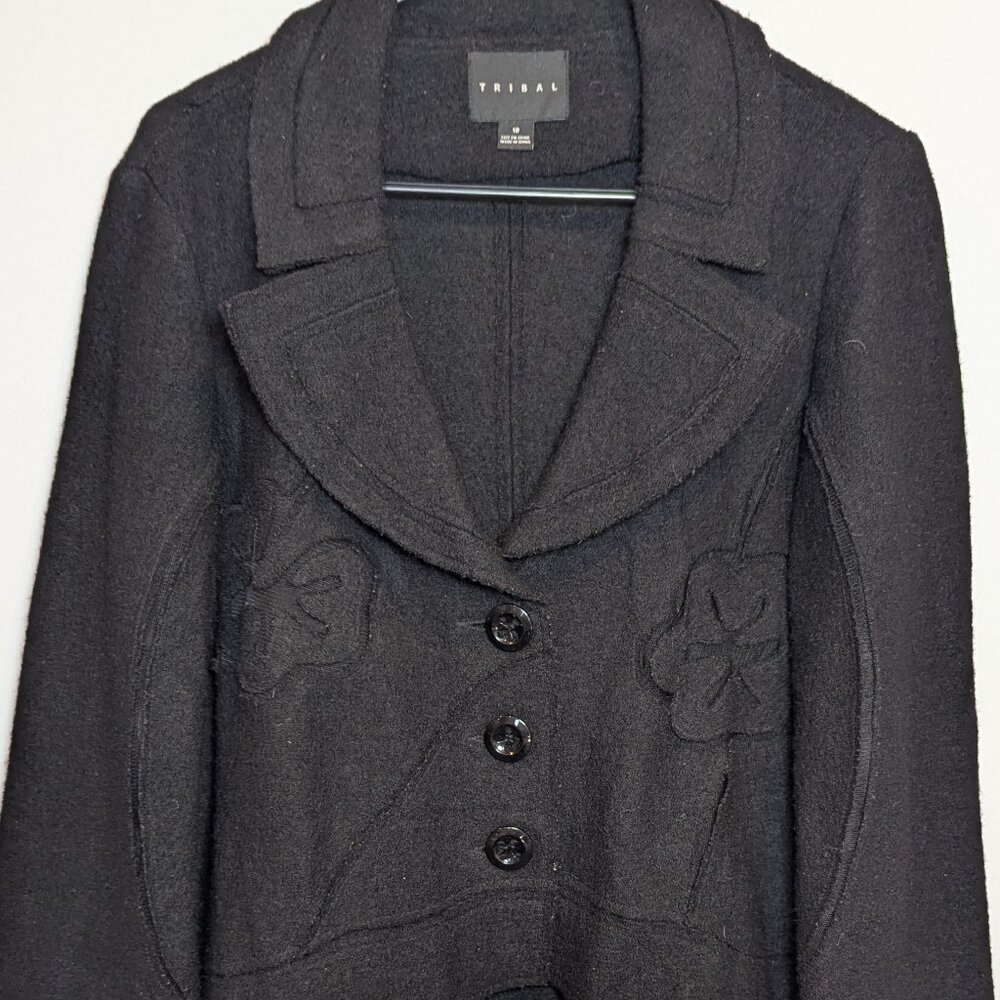 BLACK WOOL BLAZER/JACKET BRAND TRIBAL - SIZE 10